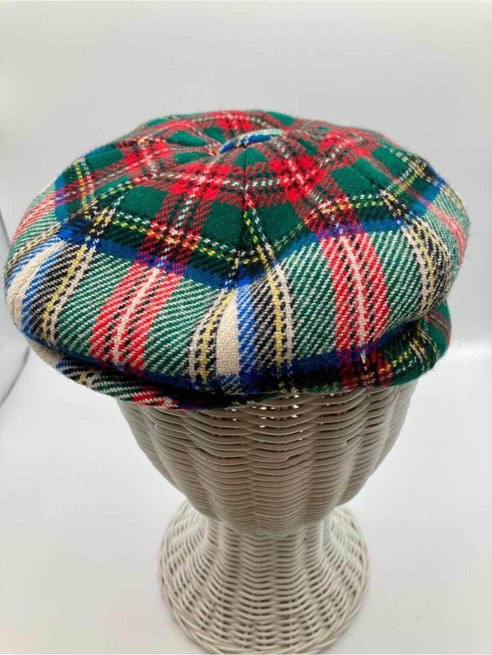 Vintage Lochcarron Flat Cap Pure Wool Size 7 Newsboy Hat Made in Scotland
